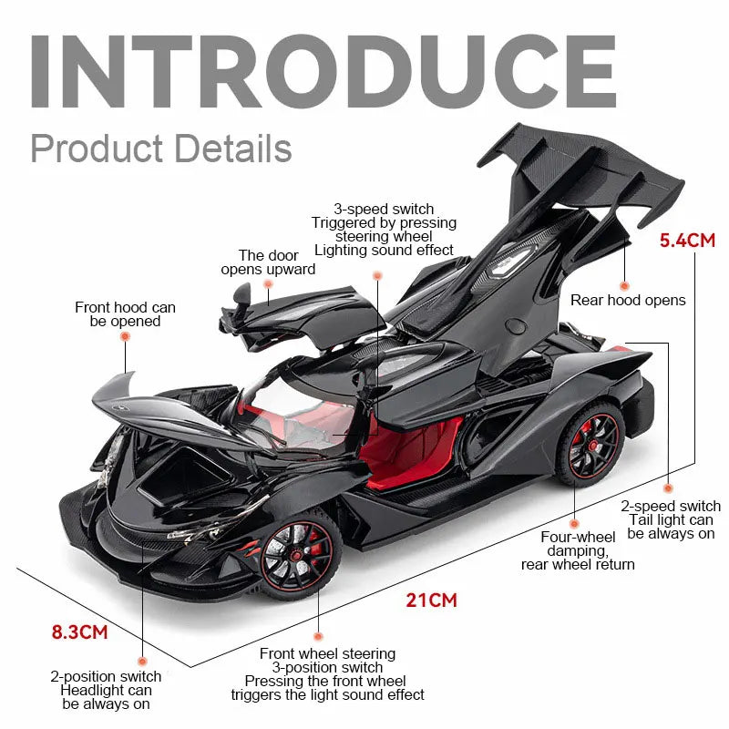 Sound and Light Pull-back Door Openable Alloy Car Model Toy