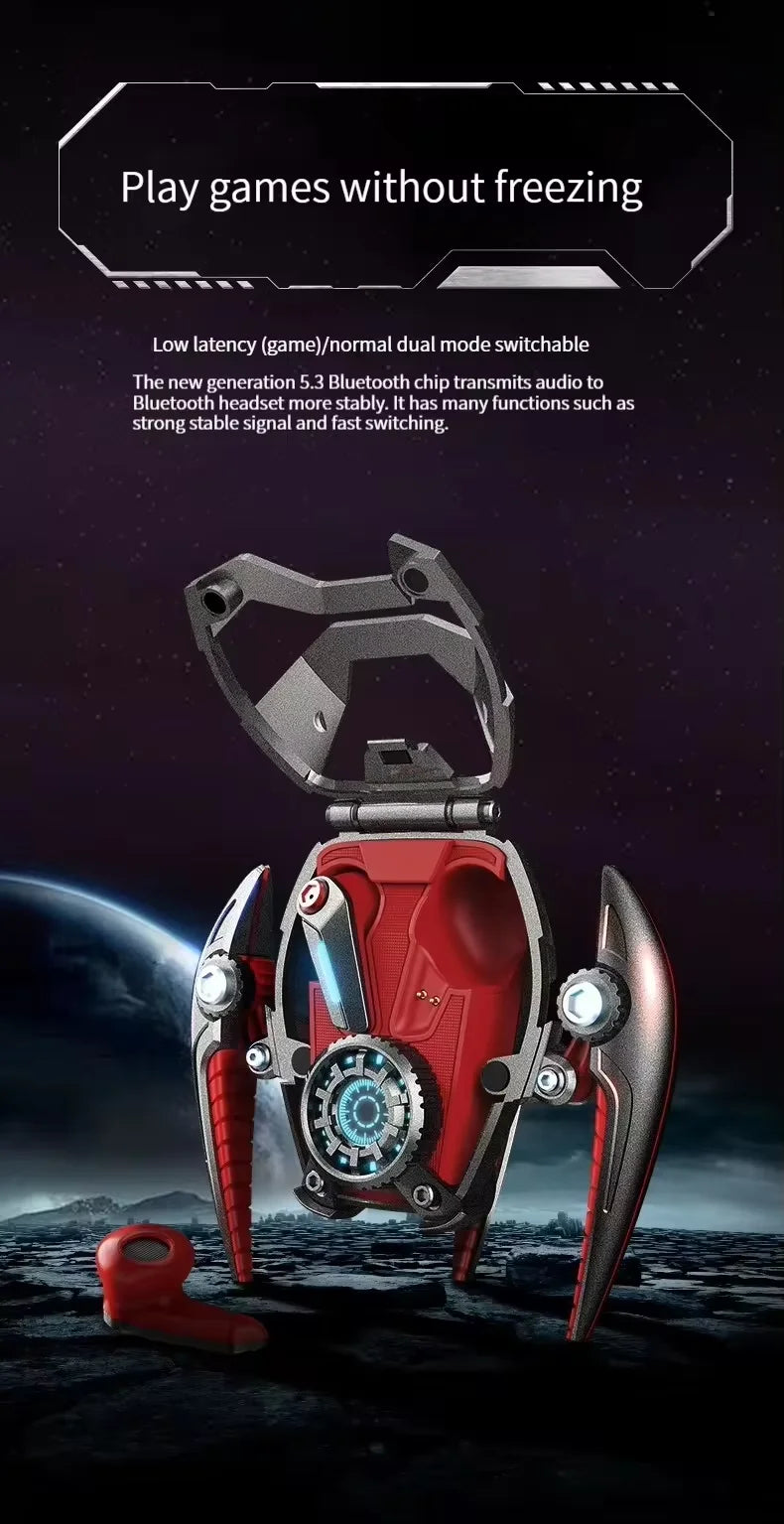 Alloy Shell Mecha Power Planet Design ENC Low Latency Gaming Earbuds