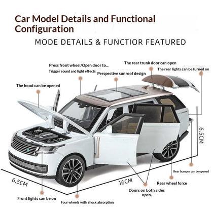 Die-cast 1:32 Scale Alloy Metal Range Rover SUV Model Car with Sound Light Pull-Back Door Open-