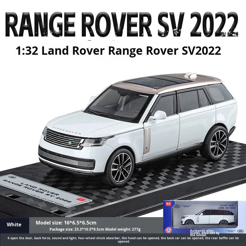 Die-cast 1:32 Scale Alloy Metal Range Rover SUV Model Car with Sound Light Pull-Back Door Open-