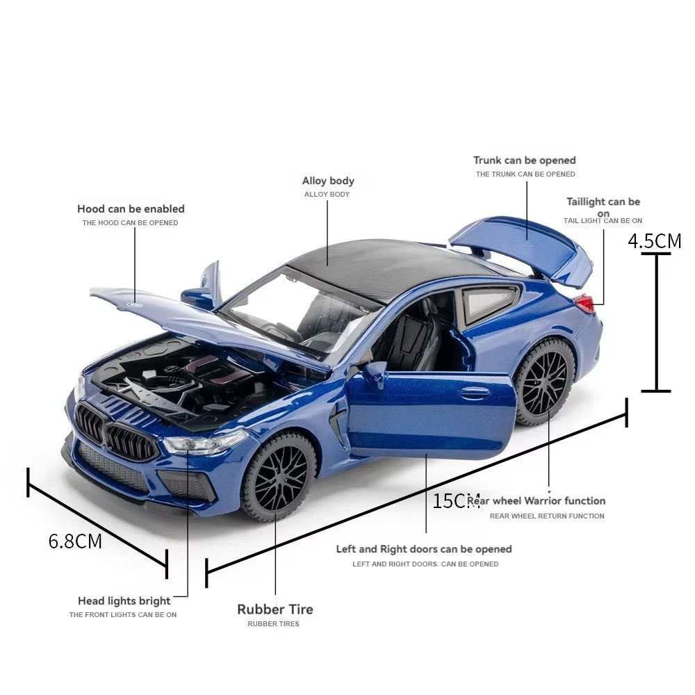 Alloy 1:32 for BWN M8 Diecast Toy Sound and Light Pullback Metal Car