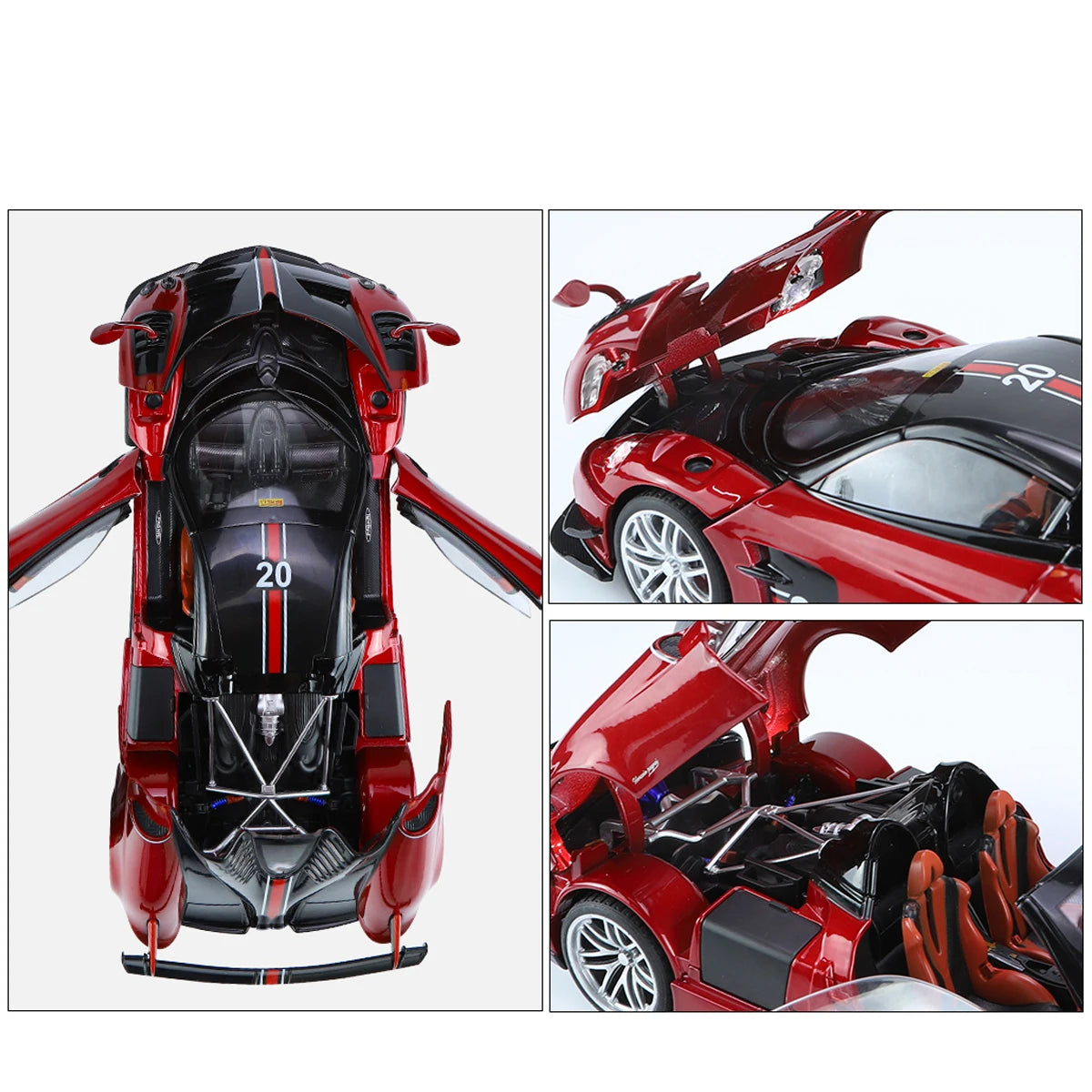 Die-cast Metal Alloy Car Model Pull Back Door Open Sound Light Kids Toy